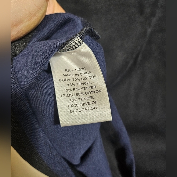 NEW Vintage Italia 1958 Black Half Zip Sweater Blue Tone XL Cotton Tencel - Picture 8 of 13